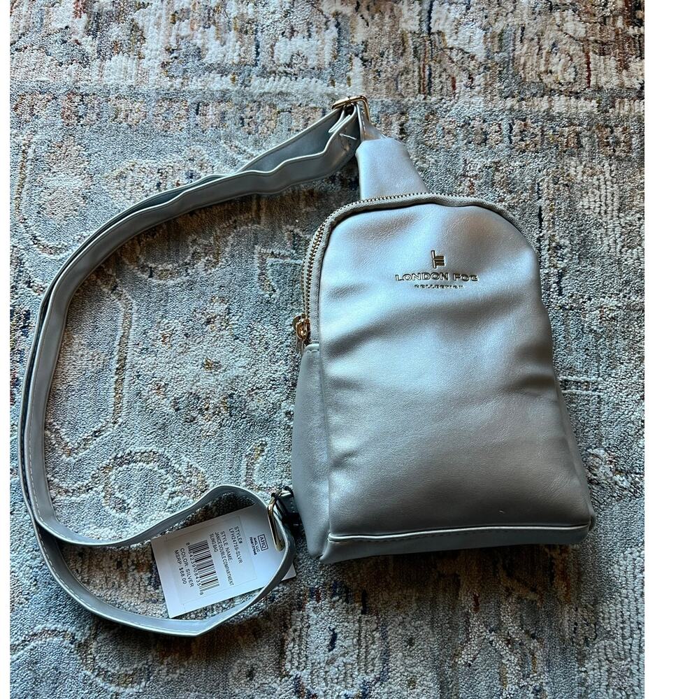 London Fog Crossbody Purse Sling Bag Silver-NEW-100th Anniversary Collection